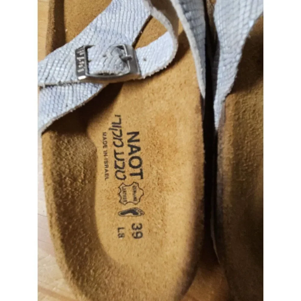 NAOT New Women's‎ Tahoe Classic Thong Sandal Silver Snake 39/ L8